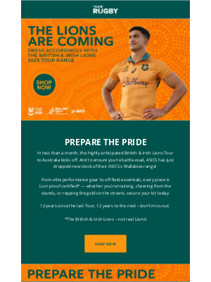 Australian Rugby Union (Australia) - Dress Accordingly | The Lions Are Coming