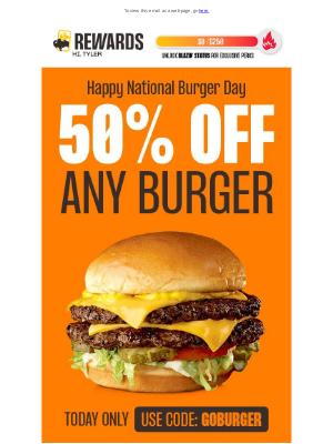 Buffalo Wild Wings - 50% off any Burger with B-Dubs GO ‼️