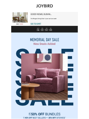 Joybird - 🛍️ Exclusive offer for you - up to 50% off bundles