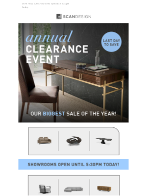 ANNUAL CLEARANCE EVENT | Last Day to Save!