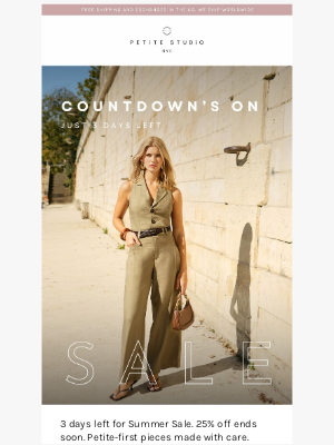 Petite Studio - 3 Days Left to Shop 25% Off Sitewide