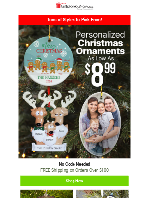 GiftsForYouNow.com - Christmas Ornaments as low as $8.99 Each | Shop Now