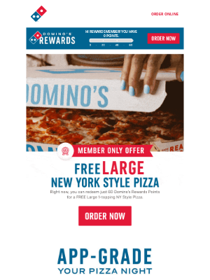 Domino's Pizza - Is there a FREE LARGE NY Style Pizza in your future? 🍕