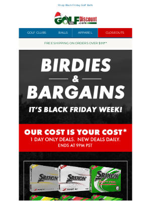 GolfDiscount.com - Black Friday Continues w/ Big Savings on Select Srixon & Bridgestone Golf Balls - Prior Gen