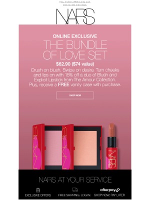 NARS Cosmetics - 15% off The Bundle of Love Set.