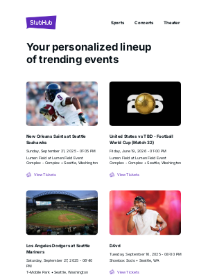 StubHub - Your event lineup: New Orleans Saints at Seattle Seahawks