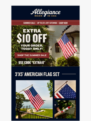 Allegiance Flag Supply - Today Only: Extra $10 Off Your Order!
