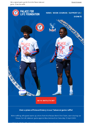Crystal Palace Football Club (United Kingdom) - mary,  Win a signed warm-up shirt from the Palace takeover game – Enter the raffle