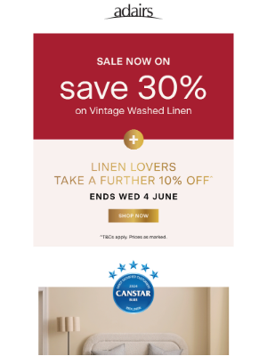 Adairs (Australia) - Linen Lovers Take a Further 10% Off Vintage Washed Linen 💕
