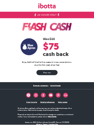 Ibotta - Blue Apron: 24 Hour Flash Cash ⚡️