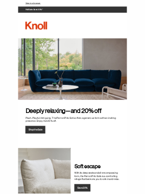 Knoll - 20% off the Perron Pillo Sofa