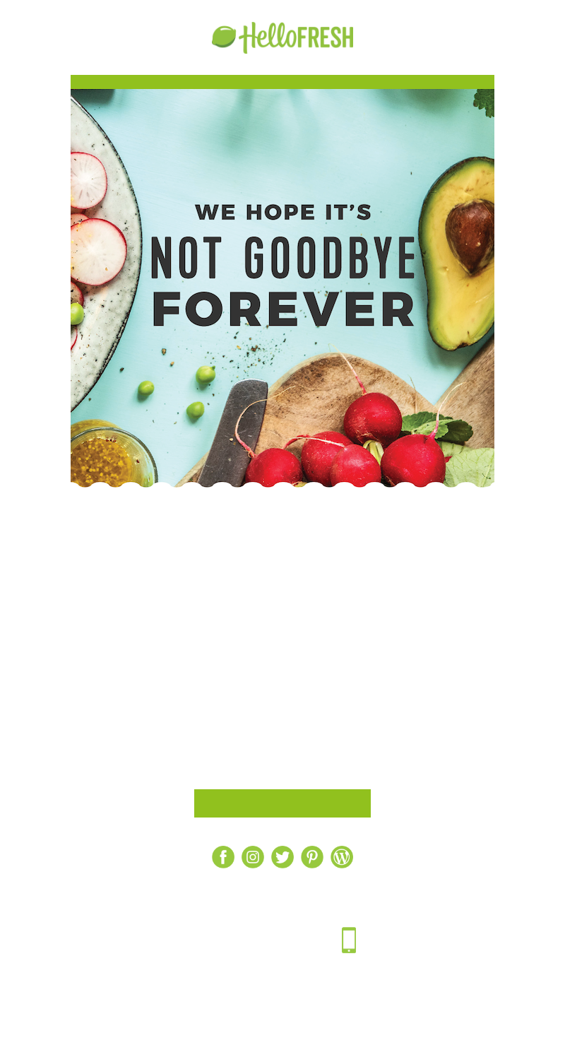 HelloFresh USA - You've cancelled your subscription