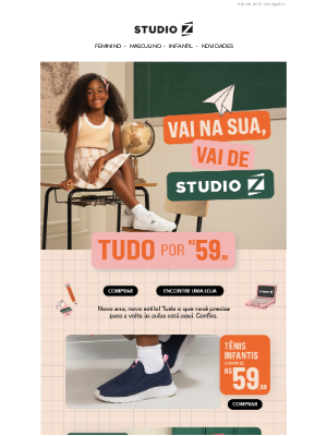 Studio Z (Brazil) - 👟VOLTA ÀS AULAS: opções a partir de R$ 59,99