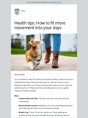 Mayo Clinic - Health tips: How to fit more movement into your days