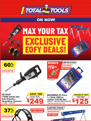 Total Tools (Australia) - Jean, Max Your Tax! Get up to 60% off Exclusive EOFY Deals ONLY at Total Tools!