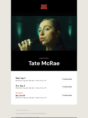 SeatGeek - Now on sale: Tate McRae