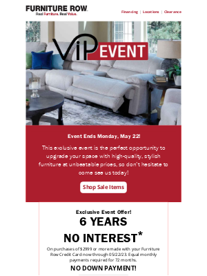 Furniture Row - Check out our VIP Event!