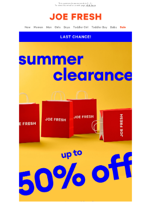 Joe Fresh (Canada) - Final Days. Final Styles. Up to 50% Off!
