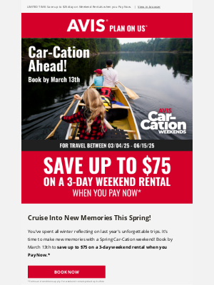 Avis Car Rental - You deserve a Car-Cation weekend!