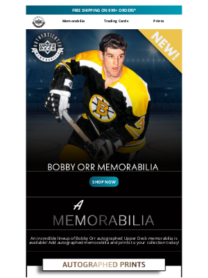 Upper Deck - Add Bobby Orr Autographed Memorabilia to Your Collection Today!