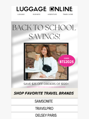 LuggageOnline - Shop & Save on Your Back to School Favorites!