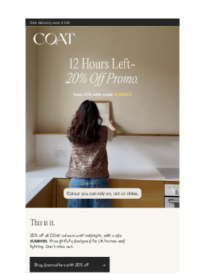 COAT Paints - ⏰ Just 12 Hours Left To Shop