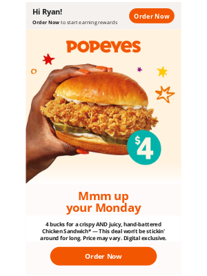 Popeyes Louisiana Kitchen - $4 Chicken Sandwich 🔥