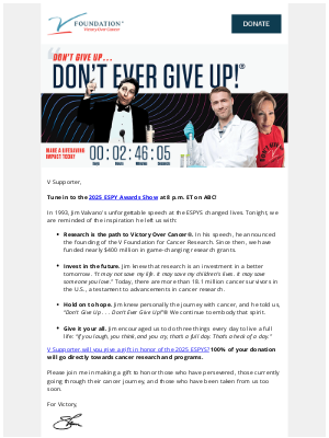 The V Foundation - Don’t Miss the 2025 ESPYS TONIGHT!