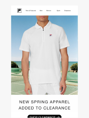 Fila Inc. - New Spring Apparel Added To Clearance