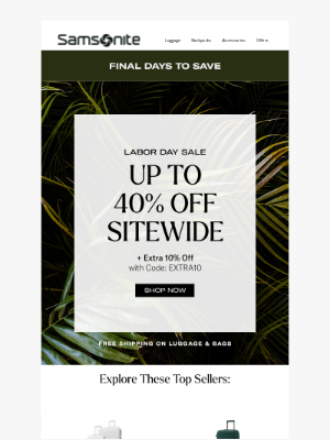 Samsonite - Final Days for Exclusive Savings + Free Shipping