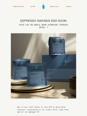 Blue Bottle Coffee - Last Call: Save 10% on Whole Bean Espresso