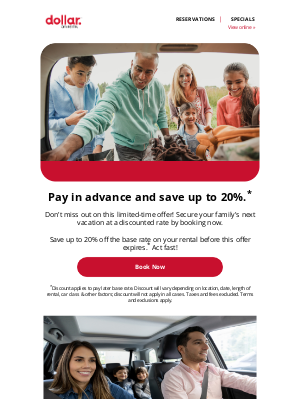 Dollar Rent A Car - Don't miss out on up to 20% off your next car rental