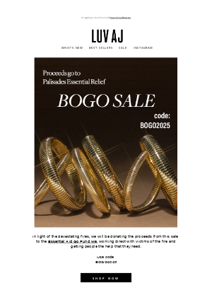 Luv Aj - BOGO Sale for Palisades Fire Essential Aid ❤️