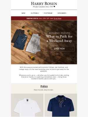 Harry Rosen - Your Weekend Packing List Starts Here