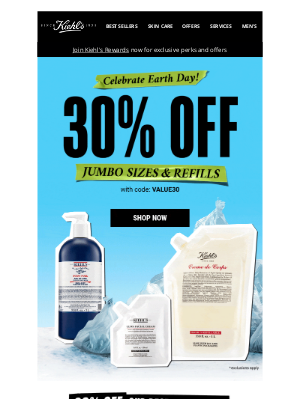Kiehl's USA - Maximize Your Routine With 30% Off Jumbos! Online & In-Store