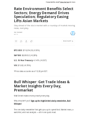 Tokenist - Rate Environment Benefits Select Sectors; Energy Demand Drives Speculation; Regulatory Easing Lifts Asian Markets