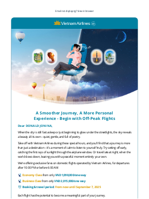 Vietnam Airlines - 🎒 A Smoother Journey, A More Personal Experience - Begin with Off-Peak Flights