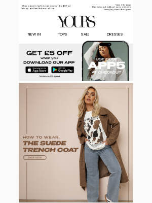 Yours Clothing - Trending: The Suede Trench