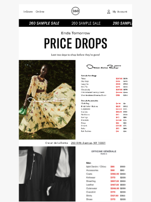 260 Sample Sale - PRICE DROPS → NYC Sample Sales