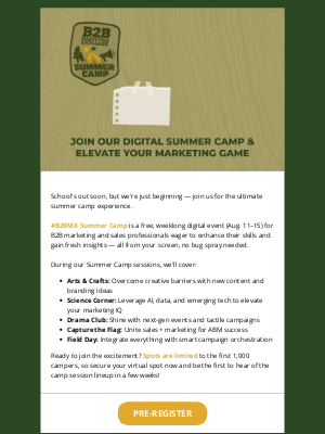 B2B Marketing Exchange - This Isn’t Your Average Summer Camp…
