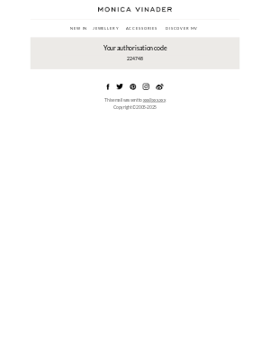 Monica Vinader - Your Monica Vinader authentication code