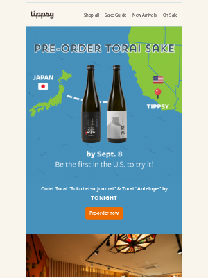 Winc - Torai sake pre-order ends tonight!