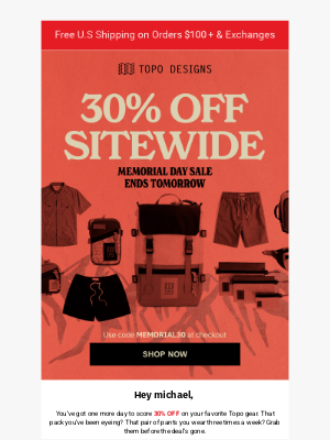 Topo Designs - 🚨 30% OFF Sitewide Ends Tomorrow