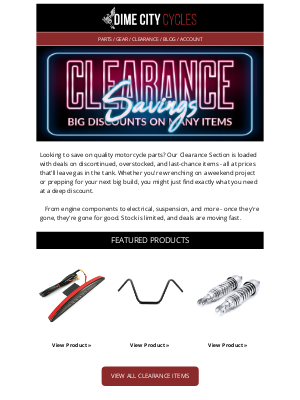 Dime City Cycles - Parts Clearance Countdown 🔥 Save While They Last!