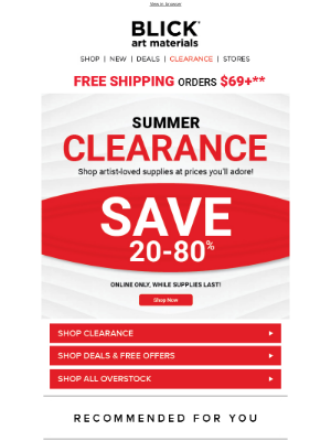 Blick Art Materials - SUMMER CLEARANCE | 20-80% Off List!