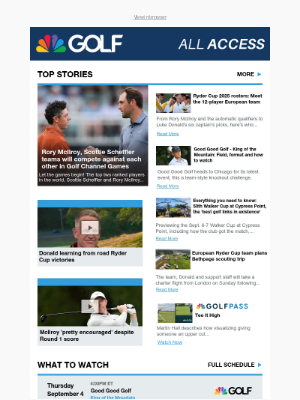Golf Channel - Mcllory, Scheffler vs. each other and the clock