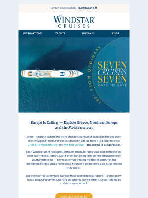Windstar Cruises - 7-For-7: Sail Away & Save With These Cruise Savings