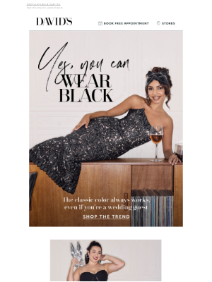 David's Bridal - Black for wedding guests? Groundbreaking!