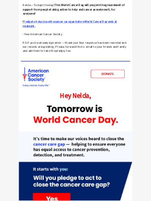 American Cancer Society - [TAKE ACTION] World Cancer Day is TODAY!