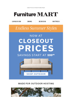 The Furniture Mart - Labor Day Outdoor Closeout Happening Now 🏝️